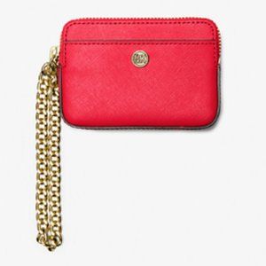 Medium Saffiano Leather Chain Card Case HOT PINK - NWT